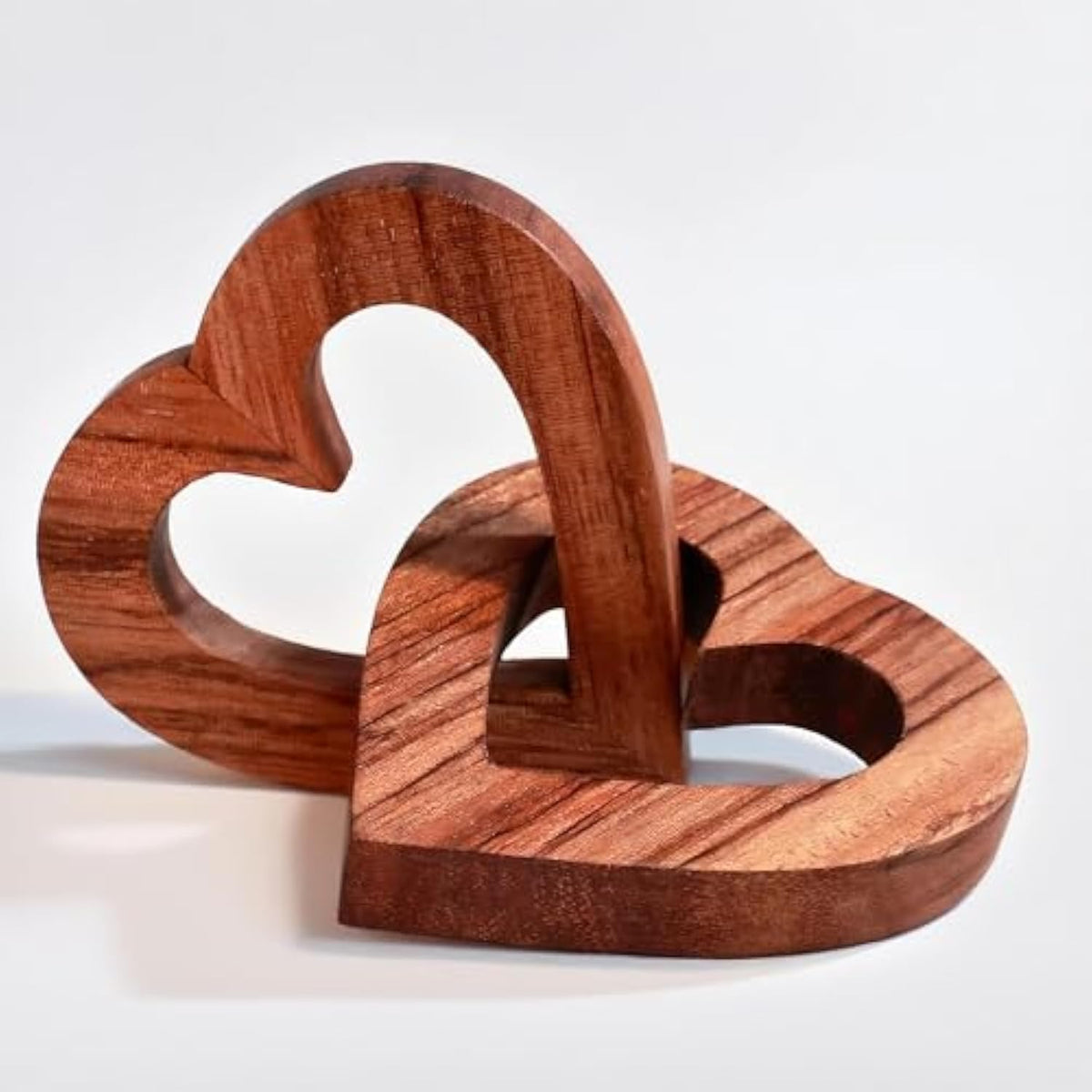 Valentine'S Day Romantic Heart Gifts For Her, Handmade Wood Hearts Shape For Couple Wife Husband Wedding Anniversary Birthday Present (Linked Hearts (7Cm))