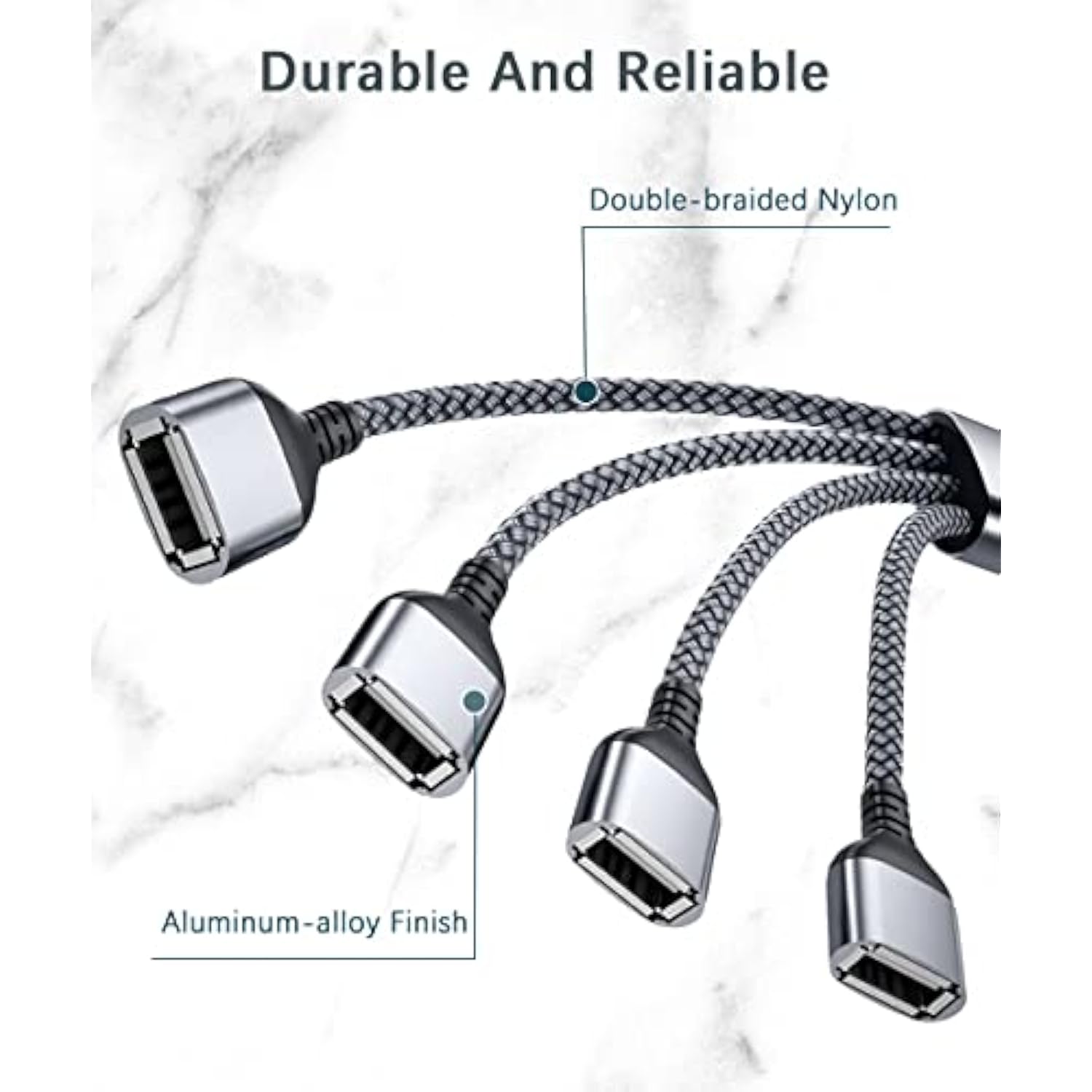 Usb Splitter Y Cable 1Ft,1 Male To 4 Female Usb-A Expander Hub,Multi Usb Port