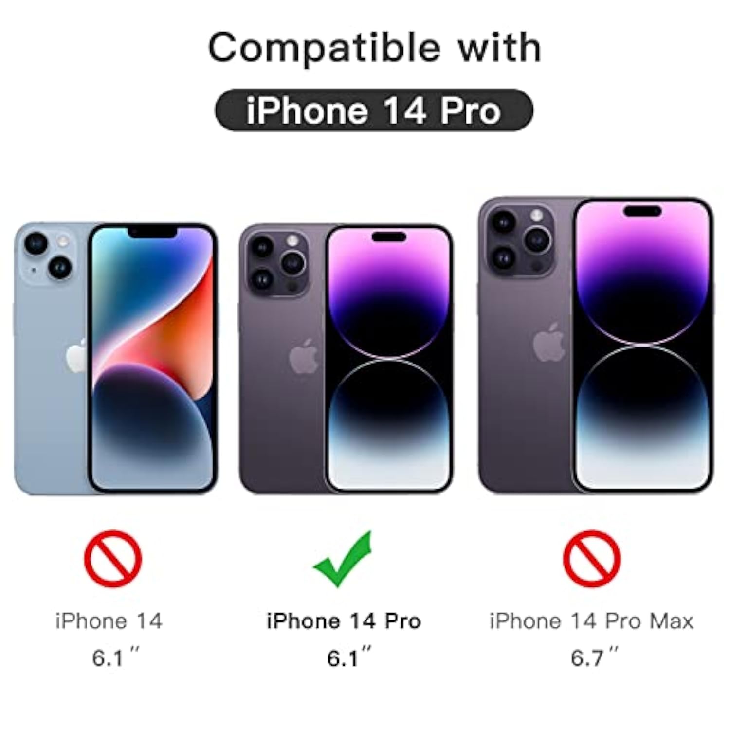 JETech Full Coverage Screen Protector for iPhone 14 Pro 6.1-Inch, Black Edge Tempered Glass Film with Easy Installation Tool, Case-Friendly, HD Clear, 3-Pack