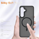 For Samsung Galaxy S24 Fe Case, Matte Magnetic Phone Case With 1 Screen Protector, Support For Magsafe, Translucent Frosted Slim Shockproof Protective Cover For Samsung Galaxy S24 Fe, Black