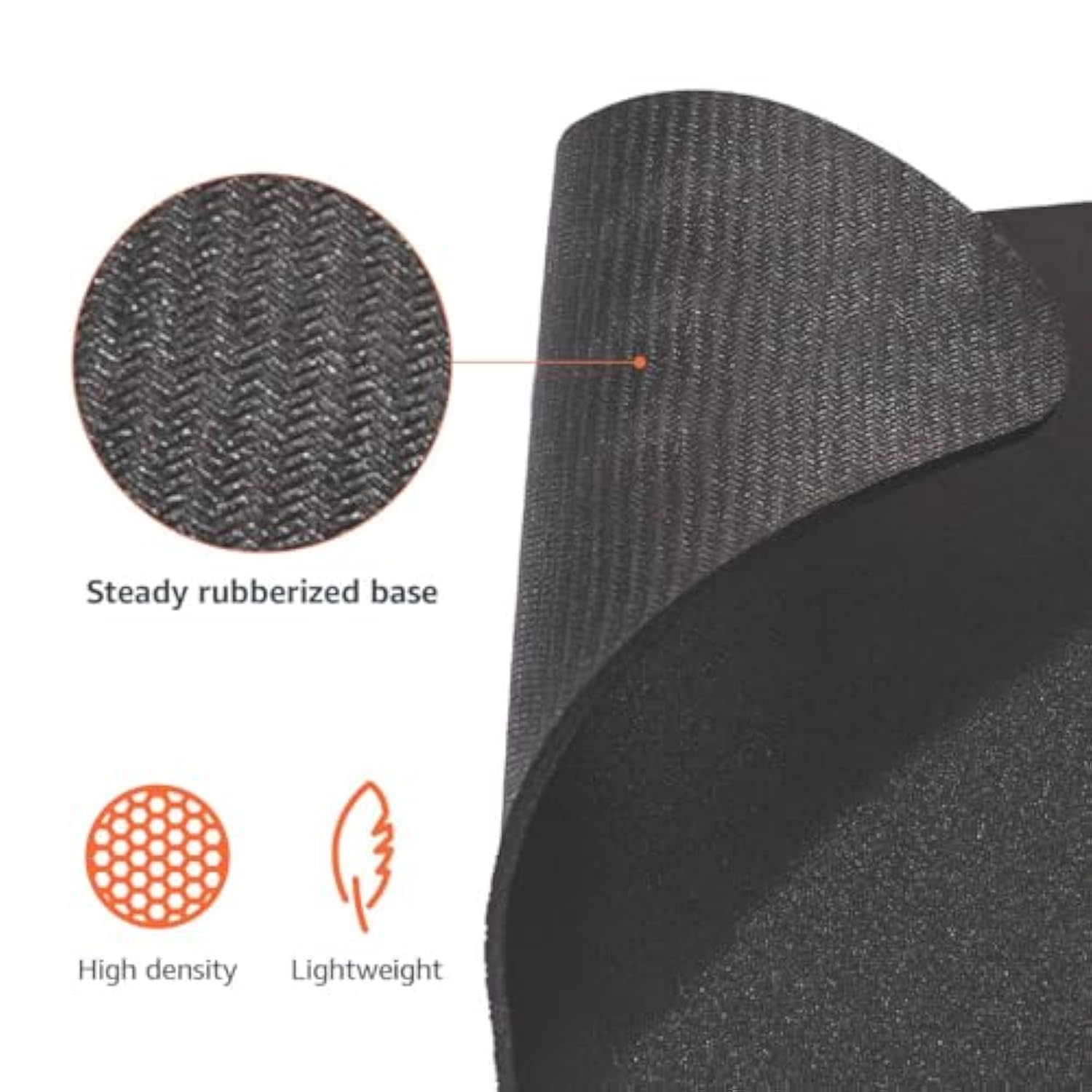 Square Mouse Pad, Cloth With Rubberized Base, Standard, Black, 12.4L X 10.6W Inches