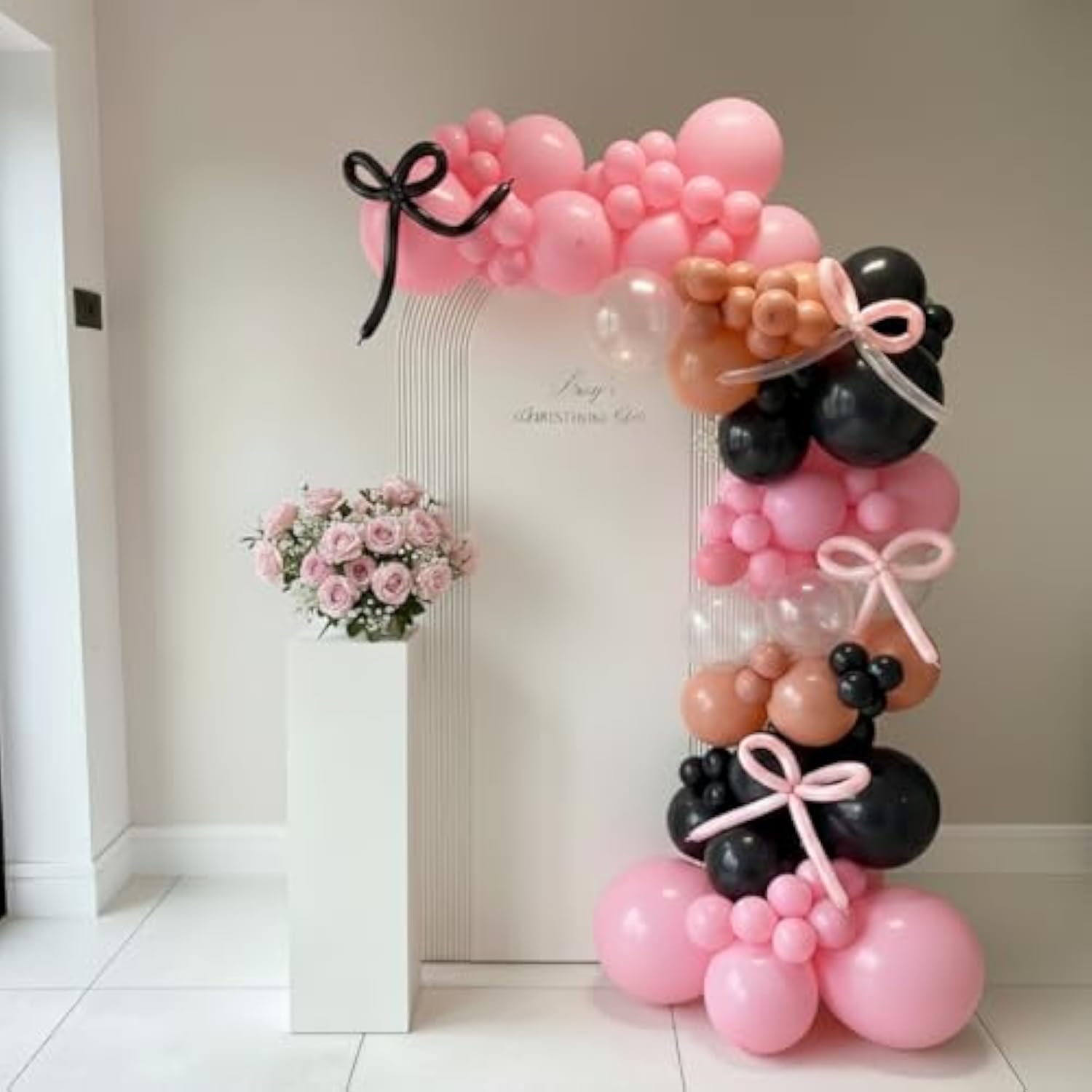 120 PCS Pink and Black Balloon Arch Kit for Birthday, Wedding & Party Decor