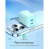 Usb C Wall Charger,35W Dual Usb Port Block,Type C Charger Fast Charging Power Adapter Compatible With Iphone 16/15/14/13/12/11/X,Samsung Series,Sony,Moto,Ipad,Macbook, Green