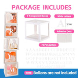 Baby Boxes For Baby Shower White Clear Balloon Box Blocks Gender Reveal Decorations And Birthday Party (5 Pcs Balloon Box-78 Letter)