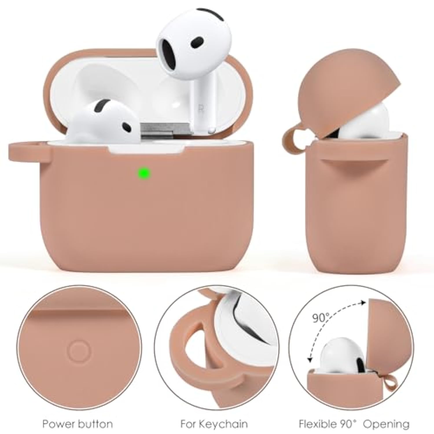 Case For Apple Airpods 4 - Airpods 4 Cases 2024 Cover Women Anti-Drop Silicone Ipods 4 Earbuds Wireless Accessorie Charging Cases Girl Bling Keychain For Airpod Ipods 4Th Generation