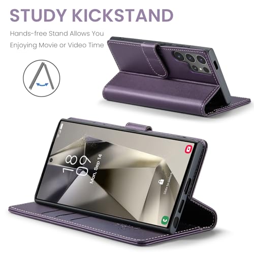 Wallet Case For Samsung Galaxy S24 Ultra, Rfid Blocking Credit Card Holder, Pu Leather Folio Flip Kickstand Protective Shockproof Cover For S24 Ultra (Purple, For S24 Ultra - 6.8")