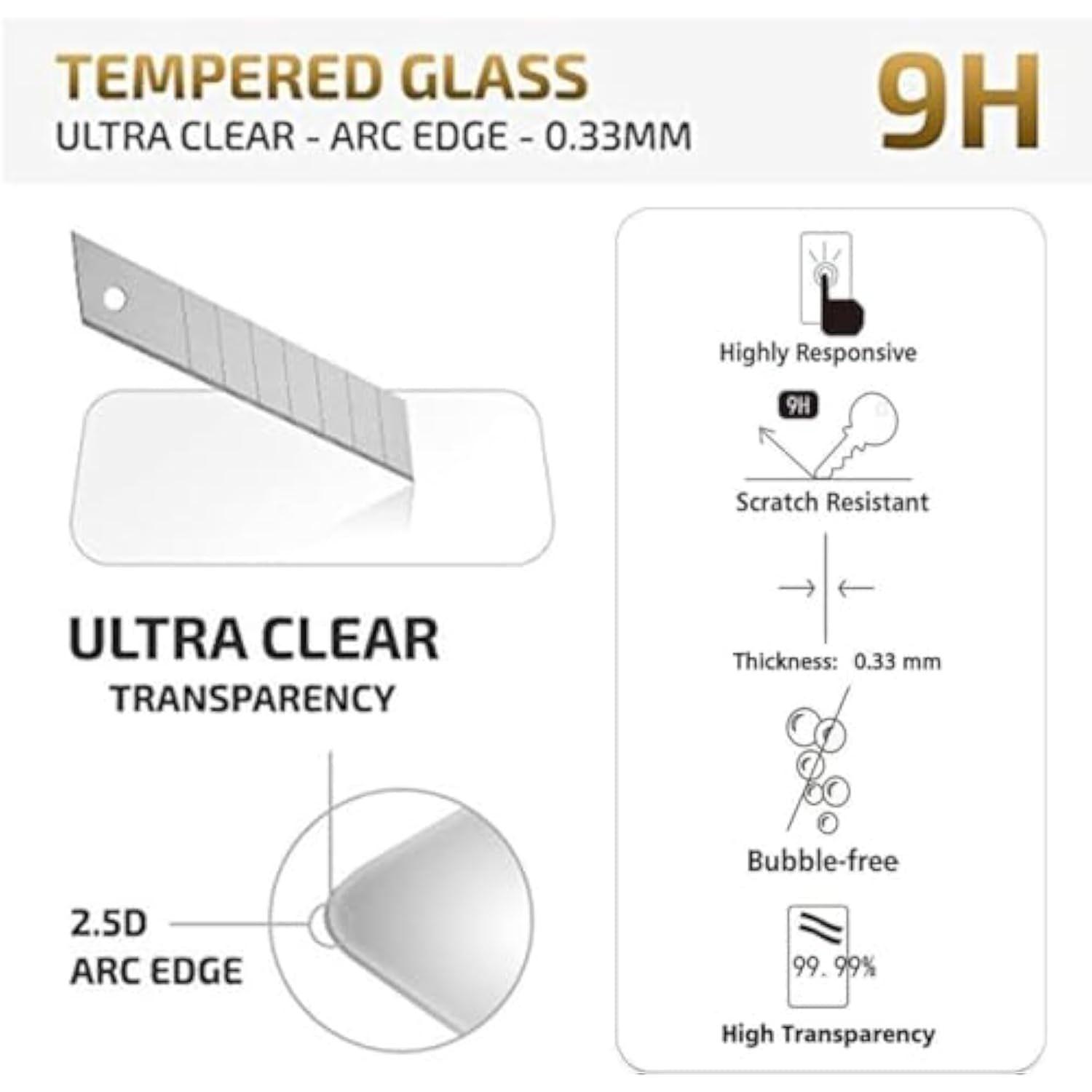 3-Pack Samsung Galaxy S10E Tempered Glass Screen Protector Anti-Scratch
