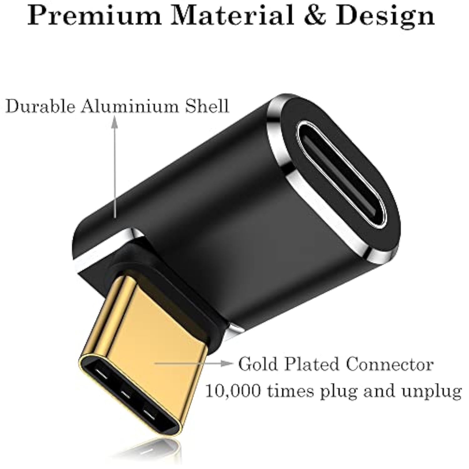 Usb C 90 Degree Adapter (2 Pack), Usb C Male To Female L Shape Right Angle Con