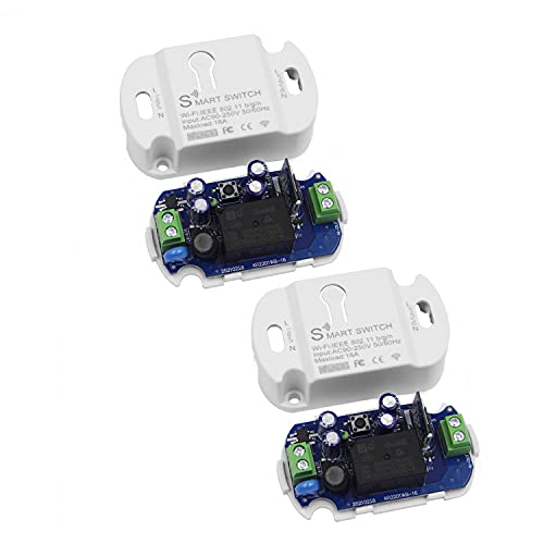 16A Basic Wireless Smart Switchwi-Fi Light Switch Compatible With Alexa & Google Home & Smartthings,Fcc Certified,No Hub Required Support Diy Module (2 Pcs)