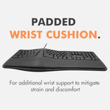 Ergonomic Keyboard Wired With Wrist Rest - Type Comfortably Longer - Usb Wired