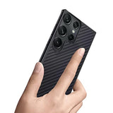 For Samsung Galaxy S23 Ultra Case: Slim Thin Carbon Fiber Classic Design Soft Hybrid Bumper Lightweight Anti Fingerprint Protective Cell Phone Cover Wireless Charging (Black)