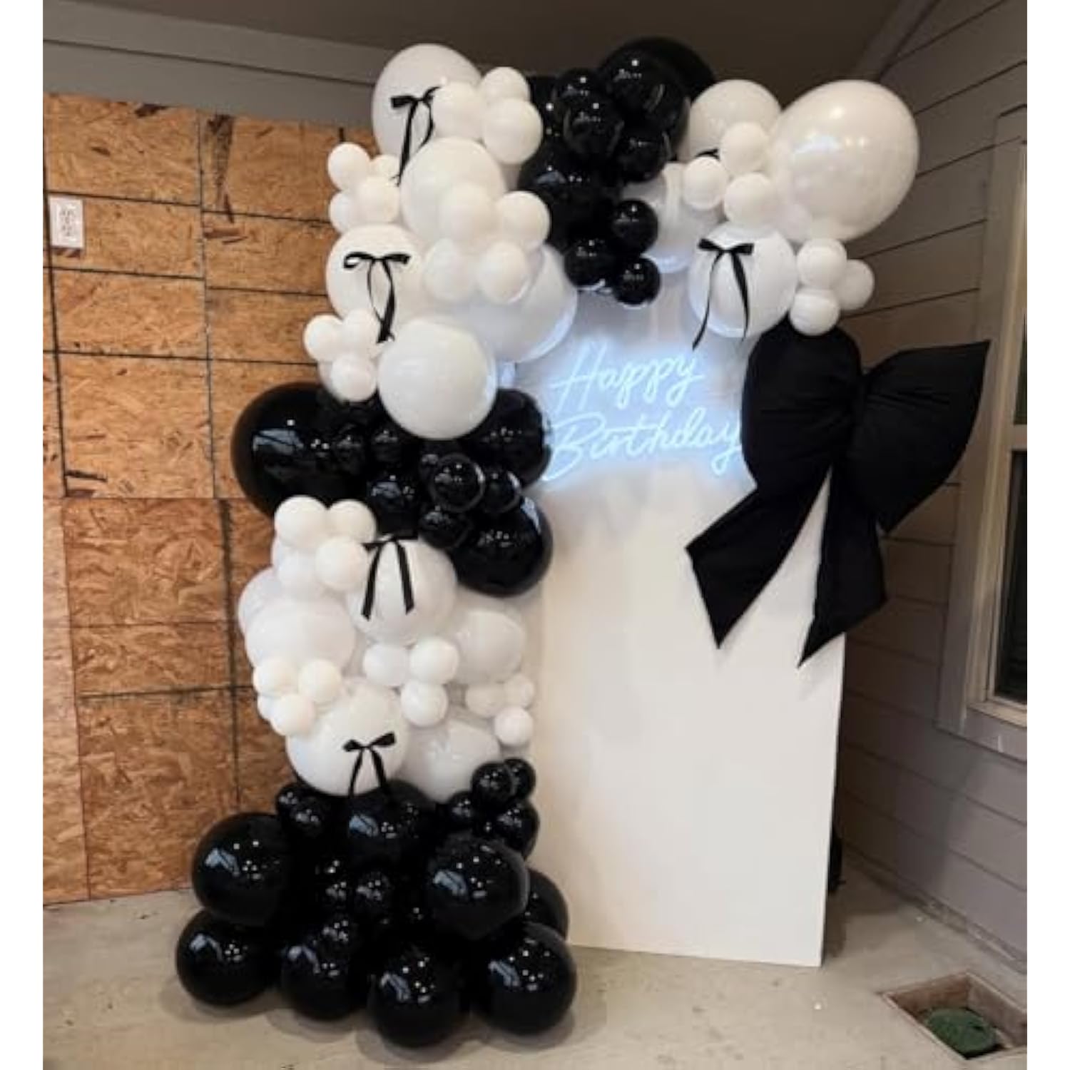 Black Bow Balloon Garland Arch Kit - 206Pcs Black And White Party Decorations Bow Black And White Balloon Arch Kit Different Size For Wedding Bridal Engagement Bachelorette Decorations 89