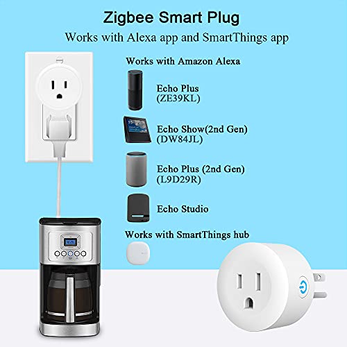 Smart Plug, Zigbee Smart Plugs Outlet Works With St And Echo Plus Hub Voice Control Compatible With Alexa And The Google Assistant (Hub Required)(2 Pack)