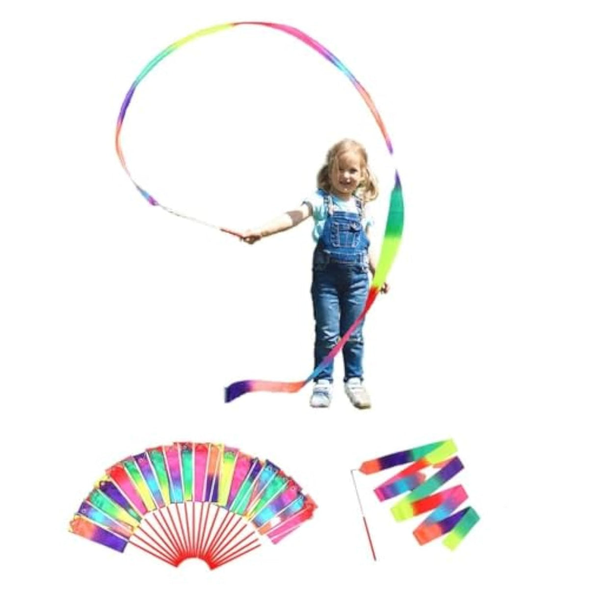 20-Pack Rainbow Ribbon Wands for Kids – Party Favors, Games, Decorations & Gifts