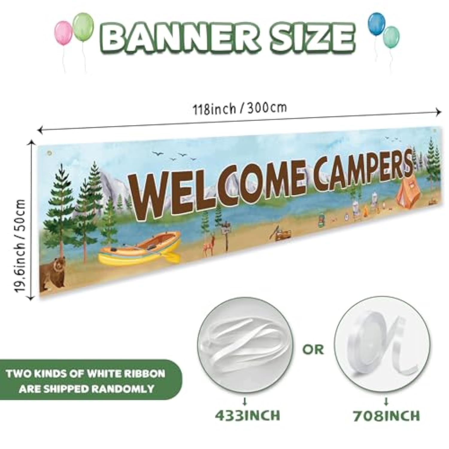 Welcome Campers Banner, Camping Theme Birthday & Baby Shower Party Backdrop