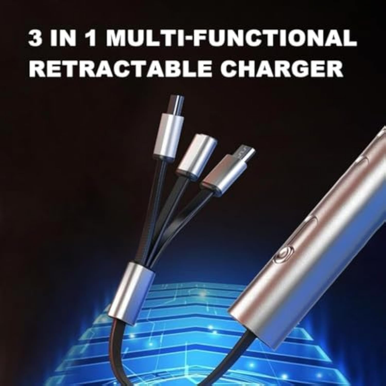 3 In 1 Multi Charging Cable,Multi Usb Charger Cable,With Type-C, Micro Usb And Ip Port,Liquid Soft Rubber Material,Compatible With Most Phones (Silver)