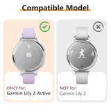 2 Pack for Garmin Lily 2 Active Screen Protector Case, Hard PC Bumper Full Coverage Protective Accessories Built-in Tempered Glass Film