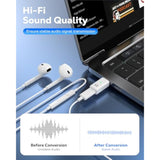 MoKo Lightning to USB-C Audio Adapter - Not for Microphones/Charging/Data Transfer, USB C Male to Female Lightning Headphone Earphone Adapter for iPhone Air 17 16 16e 15 Pro Max Plus, iPad, White