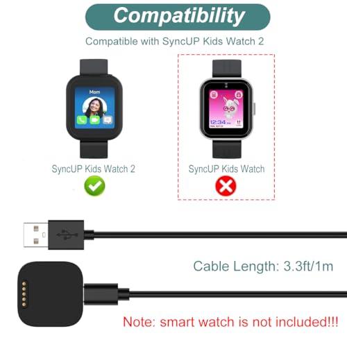 Charger for SyncUP Kids Watch 2, Replacement Magnetic Charging Dock Cable for T-Mobile Sync UP Kids Watch 2 (3.3ft/1m)
