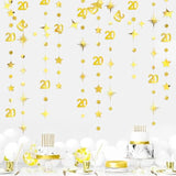 Gold 20Th Birthday Decorations Number 20 Circle Dot Star Garland Metallic Streamer Banner Backdrop For Women Mens Twenty Years Old Birthday Cheers To 20 Years Happy 20Th Anniversary Party Supplies