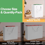 White Gift Bags With Handles: 8X5X10 Inch 30Pcs Medium Paper Gags Bulk For Birthday Wedding Party Shopping
