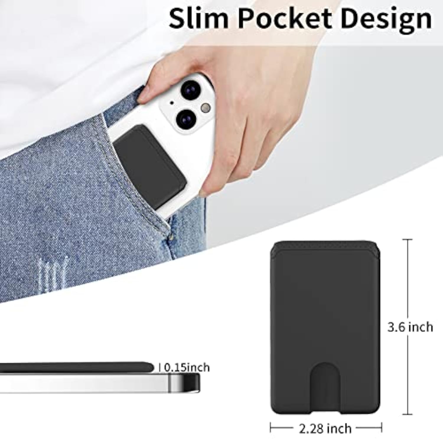 3-Pack Silicone Anti-Slip Stick-On Phone Card Holder for iPhone & Galaxy - Black