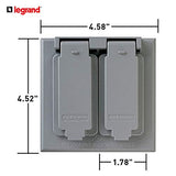 Legrand Ca82G Cast Weatherproof Outdoor Cover, 2 Gang, 2 Duplex Receptacle Outlet Opening, Gray (1 Count)