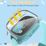 1 Pack Clear Case For Gizmo Watch 3 Adventure Screen Protector With Tempered Glass For Kids, Overall Protective Touch Sensitive Screen Protector Case For Verizon Gizmo Watch 3 Adventure