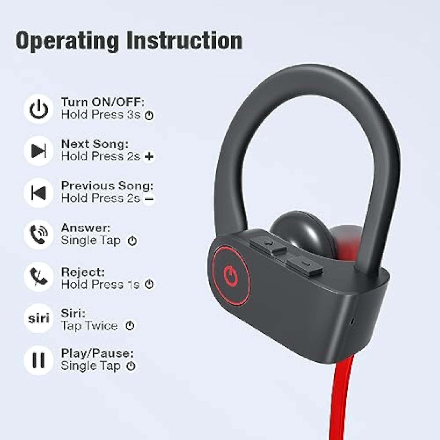 Bluetooth Headphones, Wireless Headphones 16H Playtime Wireless Earbuds With M