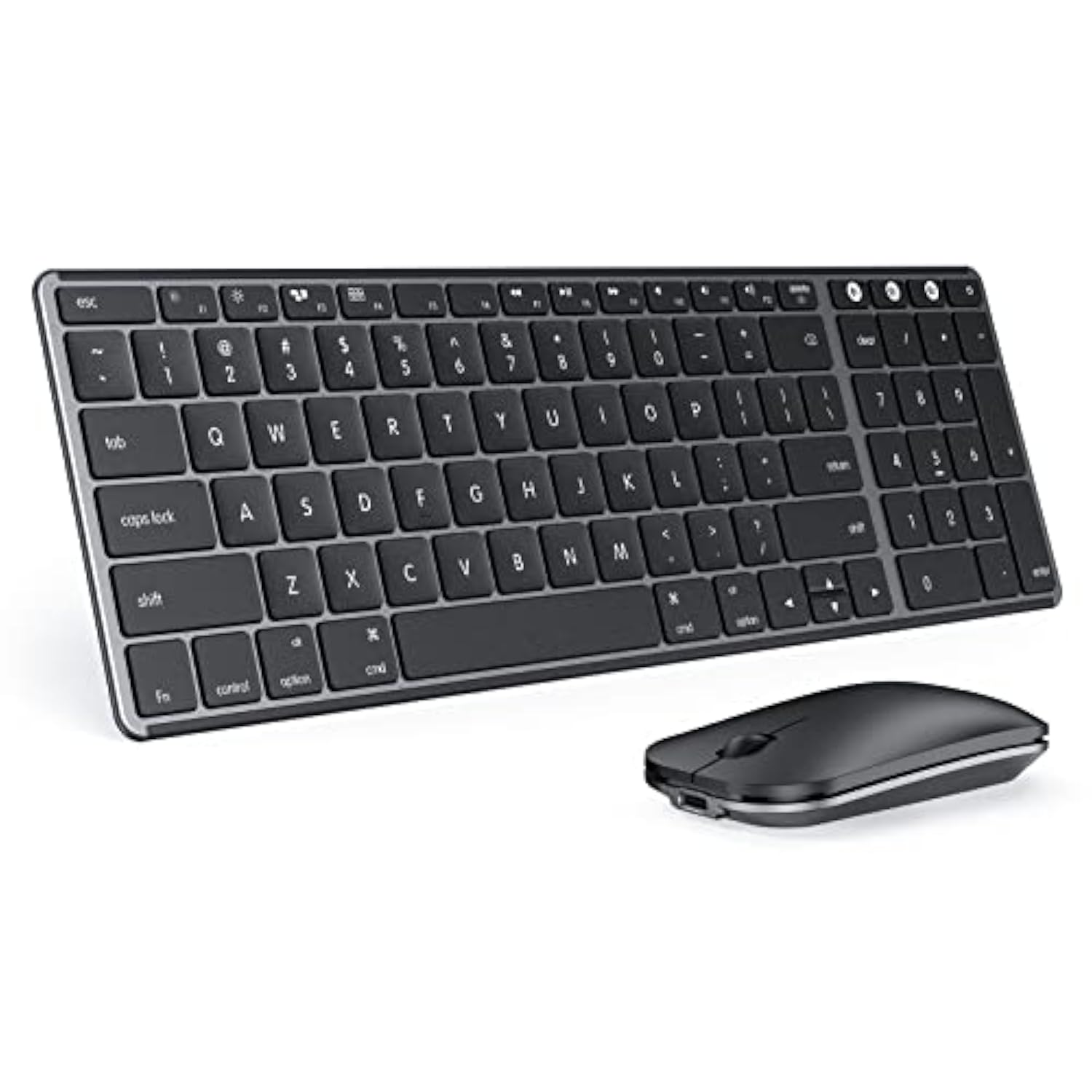 seenda Bluetooth Keyboard and Mouse for Mac, SKM64-2 Multi-Device Rechargeable Slim Wireless Keyboard Mouse Stainless Steel Full Size, Compatible with MacBook Pro/Air, iPad, Mac - Space Gray