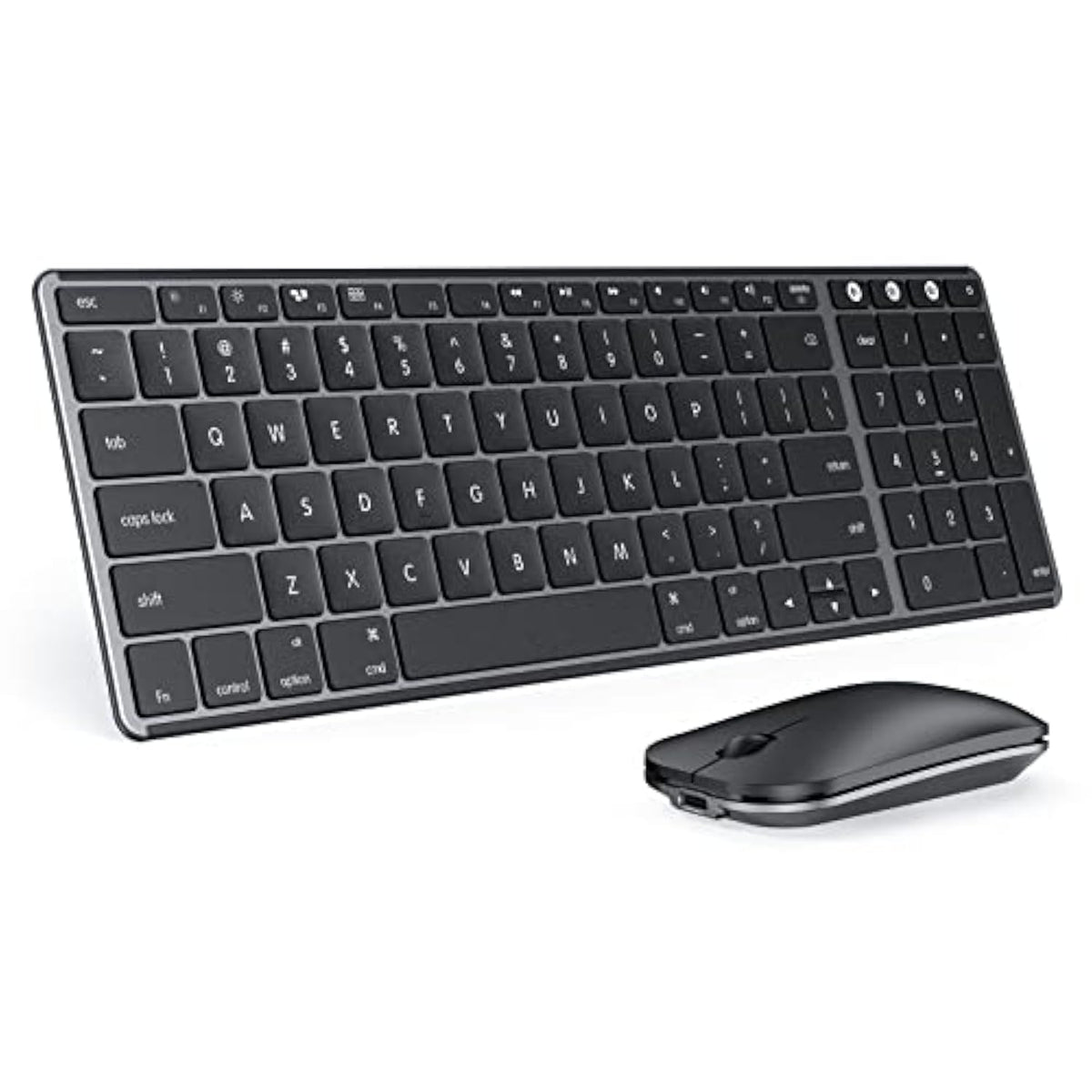 seenda Bluetooth Keyboard and Mouse for Mac, SKM64-2 Multi-Device Rechargeable Slim Wireless Keyboard Mouse Stainless Steel Full Size, Compatible with MacBook Pro/Air, iPad, Mac - Space Gray