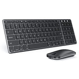 seenda Bluetooth Keyboard and Mouse for Mac, SKM64-2 Multi-Device Rechargeable Slim Wireless Keyboard Mouse Stainless Steel Full Size, Compatible with MacBook Pro/Air, iPad, Mac - Space Gray