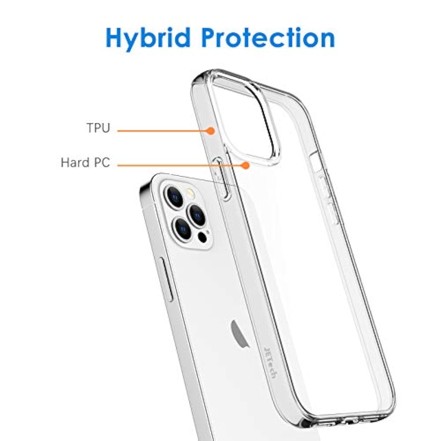 Jetech Case For 12 Pro Max 6.7-Inch, Non-Yellowing Shockproof Phone Bumper Cover, Anti-Scratch Clear Back (Clear)