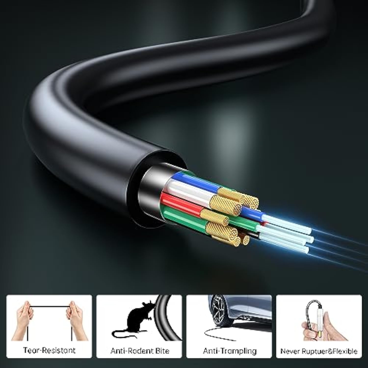 4K Hdmi Fiber Optic Cable 3Ft Feet 4K 60Hz 18Gbps Hdr10 Hdcp2.3 3D Slim Flexib