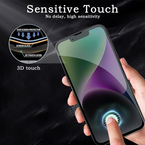 [2+2 Pack] Privacy Screen Protector for iPhone 14, Anti-Spy Shatterproof Tempered Glass with Camera Lens Tempered Glass 9H Hardness Bubble Free