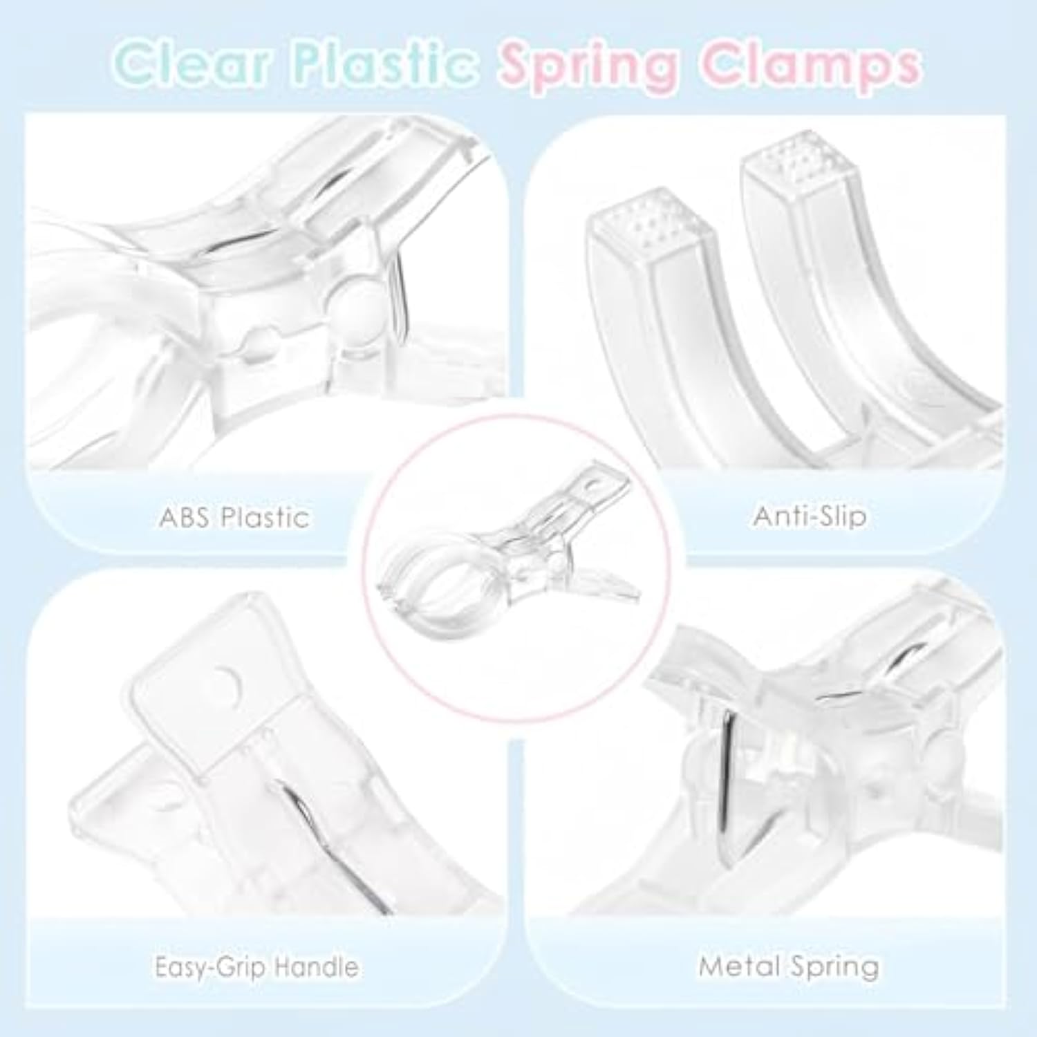 12 Pack Large Balloon Arch Clips, Transparent Spring Clamps For Backdrop, 3.5'' Heavy Duty Plastic Clip For Balloon Arch Kit Birthday Decoration Beach Towels Crafts Photography, Clear