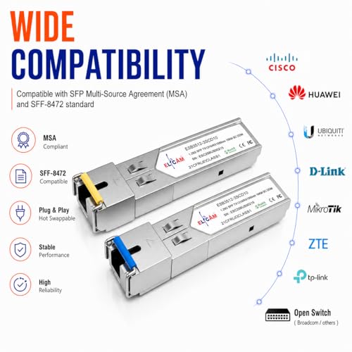 1-Piar 1.25G Sfp Module Single Mode With The Fiber Optic Port Sc/Upc Singlemode, Ddm 10Km, Compatible With Cisco Et Open Switch
