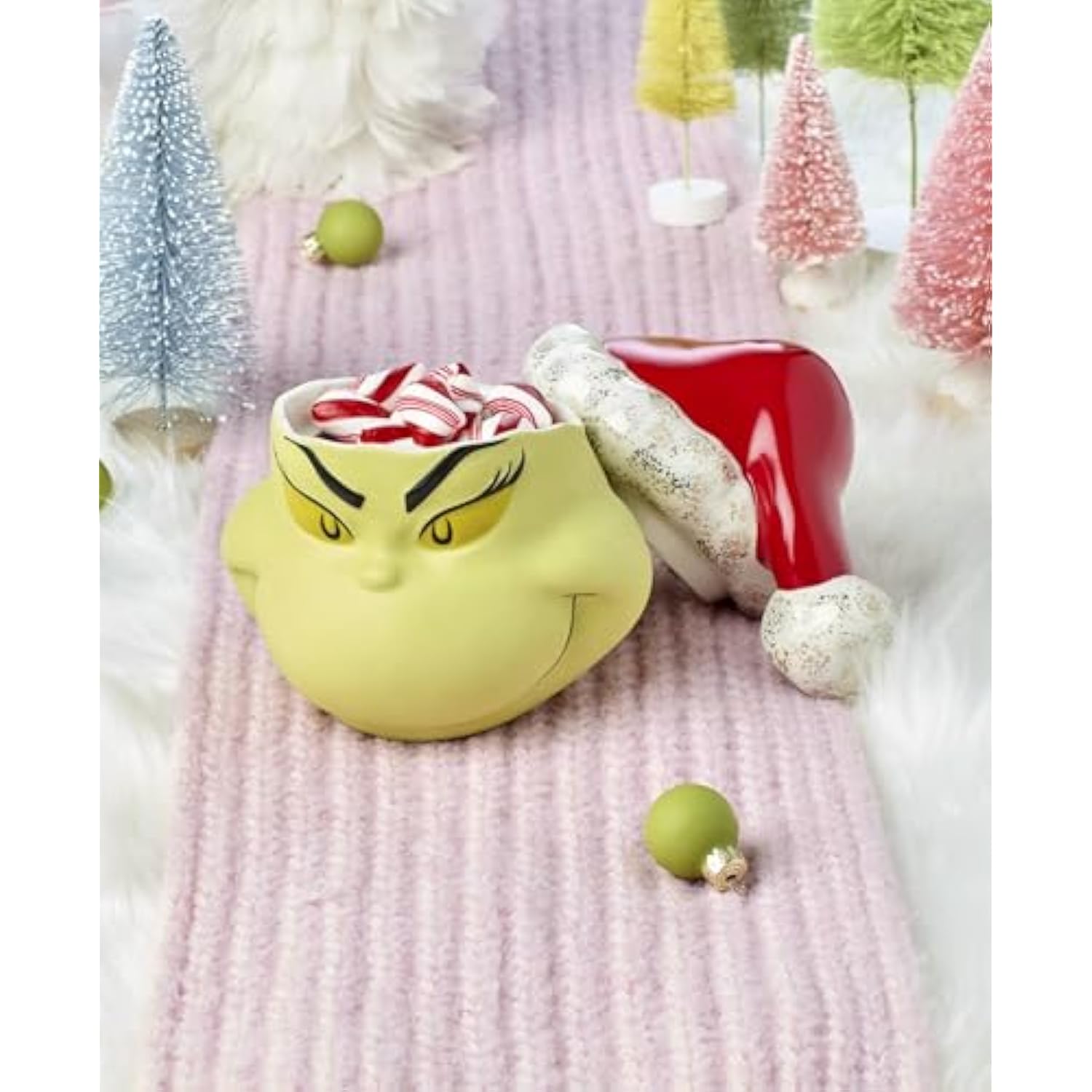 896338 Merry Grinchmas Covered Candy Jar, Christmas & Holiday Decor