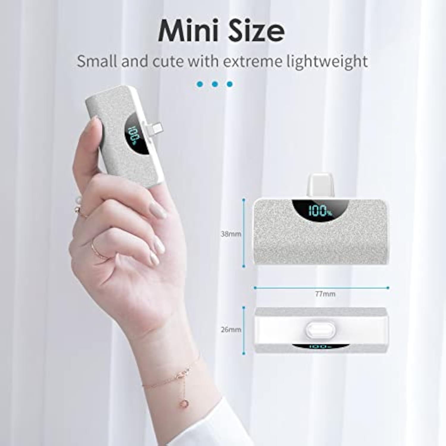 [2 Pack]Mini Portable Charger Usb-C Power Bank 5200Mah,Lcd Display Pd Fast Charging Battery Pack Backup Charger Compatible With Iphone 16/16 Plus/16 Pro/16 Pro Max/15 Series,Samsung,Android Phones Etc