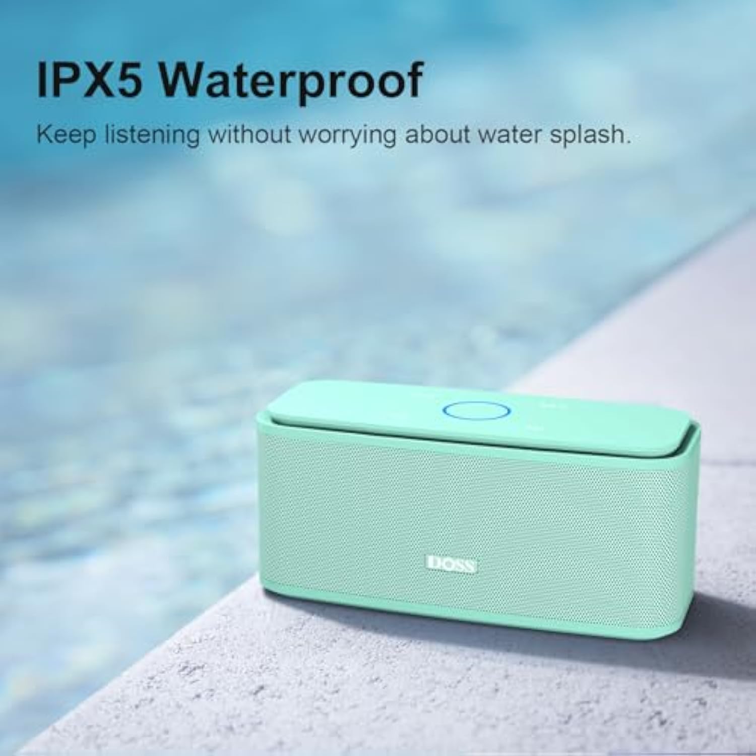 DOSS SoundBox Touch Wireless Bluetooth Speaker with 12W HD Sound and Bass, IPX5 Water-Resistant, 20H Playtime, Handsfree, Portable for Office, Home, Outdoor, Travel-Green