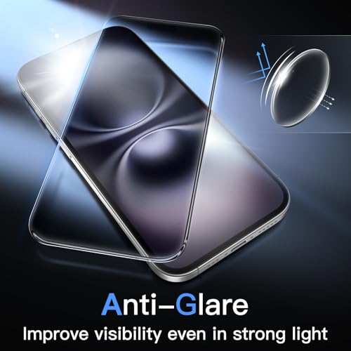 Matte Screen Protector for iPhone 16 6.1-Inch, Anti-Glare 9H Tempered Glass Film, Anti-Fingerprint, Smooth Touch, Easy Installation, Case-Friendly,