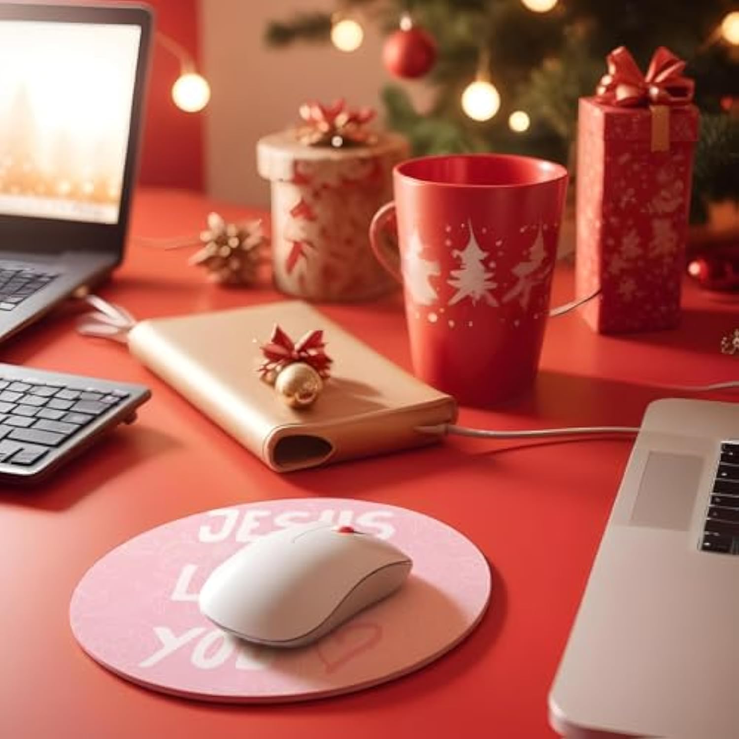 Coquette Pink Mouse Pad, Pink Christian Gifts Mouse Pad, Christian Gifts For Women Faith, Christian Gifts For Teen Girls, God Is Good, Office Desk Accessories, 8.7X8.7 Inch