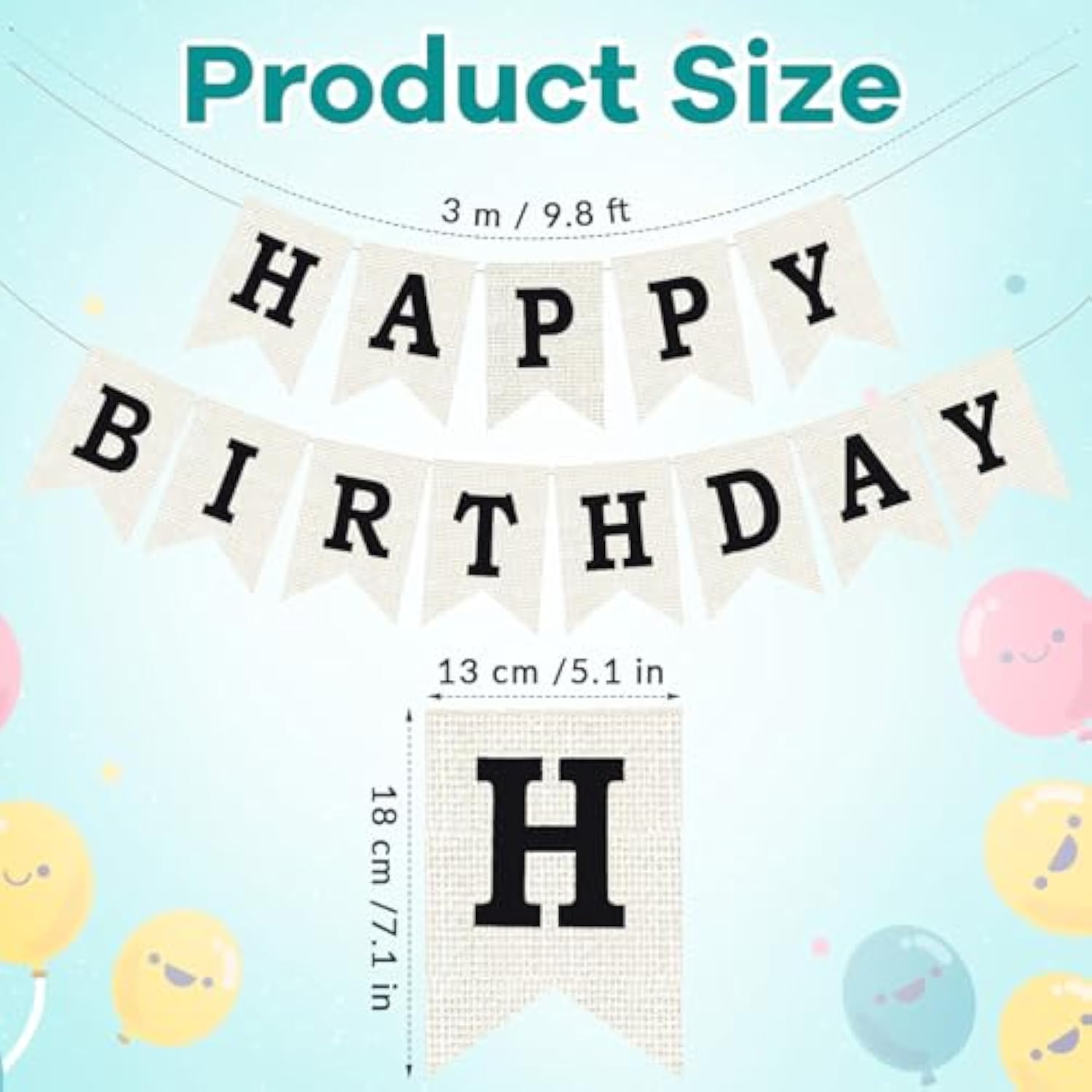 Burlap Happy Birthday Banner, Black Assembled Happy Birthday Banner Sign Garland For Boys Girls Rustic Party Decorations