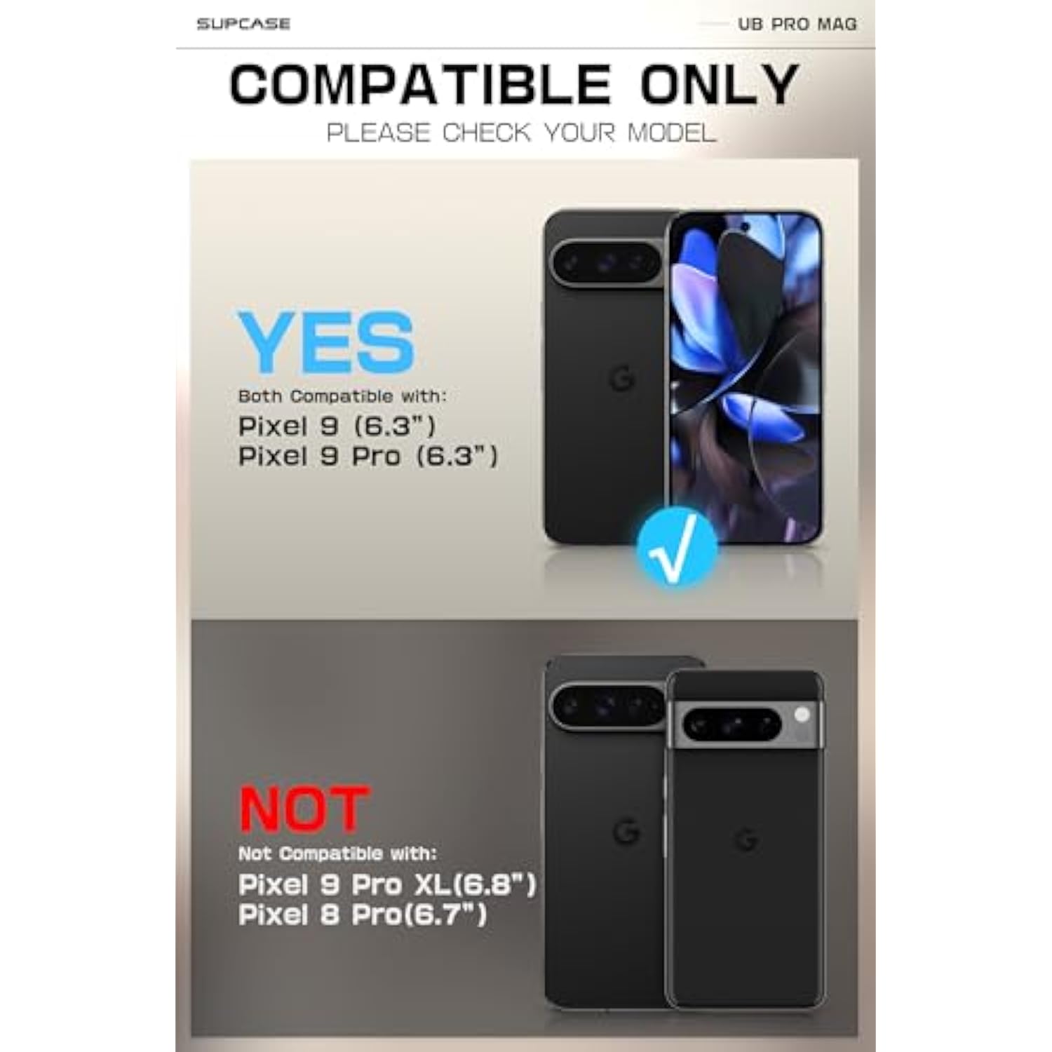 SUPCASE for Google Pixel 9/9 Pro Case with Stand (UBPro Mag), [Support MagSafe] [Built-in Screen Protector & Belt Clip] [Military-Grade Protection] Magnetic Phone Case for Pixel 9/9 Pro, Black