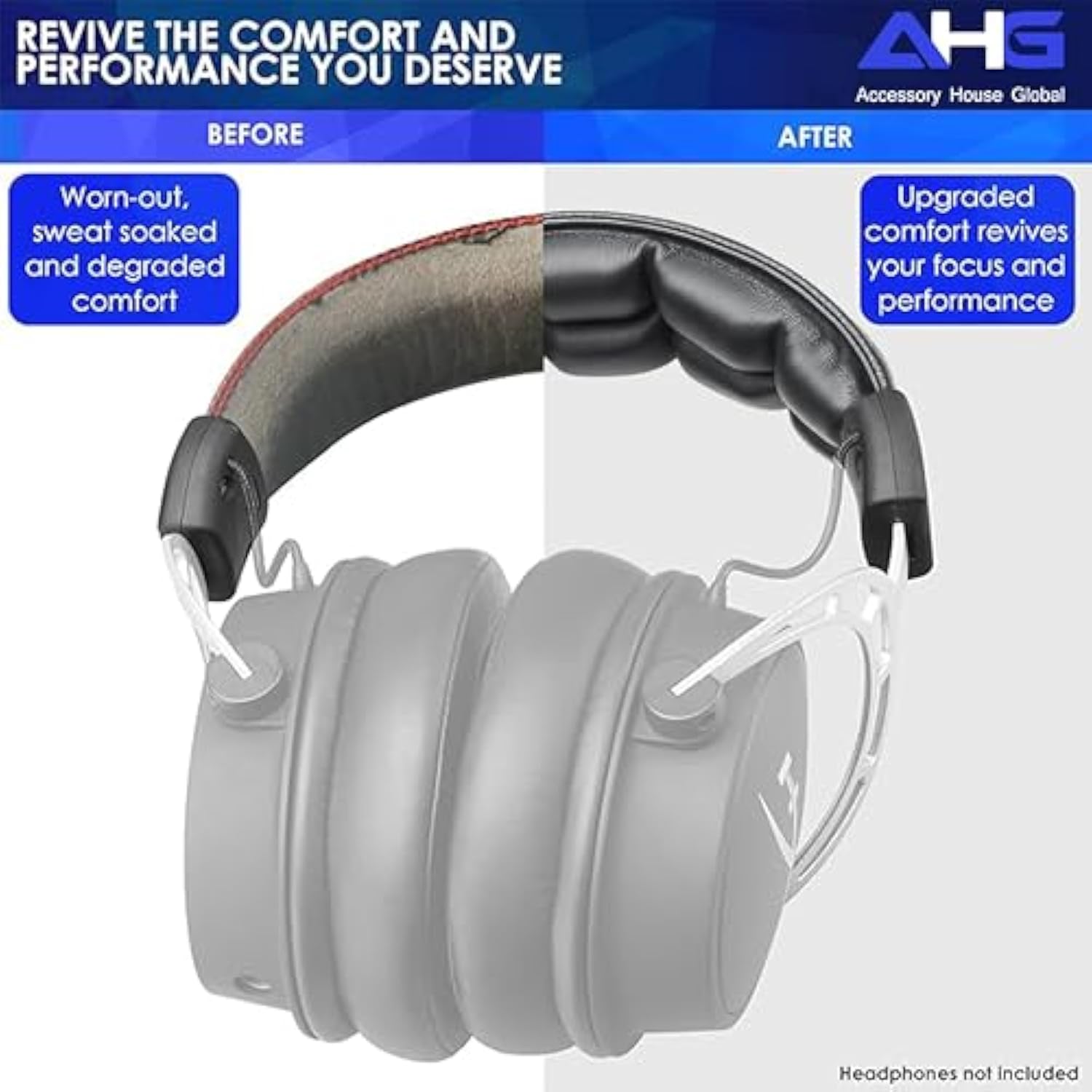 Upgrade V2 Magnetic Cloud Alpha Headband Pad Cushion Cover. Compatible With Hyperx Cloud Alpha Wireless/Alpha/Alpha S/Cloud 2 Wireless Headphones. Easy Fold On Design
