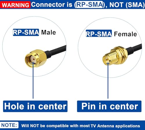 Wifi Antenna Extension Cable 2-Pack Rp-Sma Male To Rp-Sma Female Bulkhead Mount Rg174 Cable 3M 10 Feet For Wifi Router Security Ip Camera Wireless Network Card Adapter