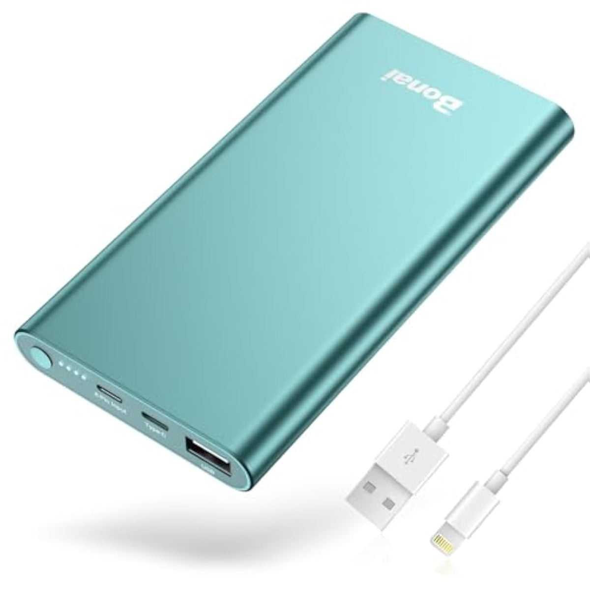 Portable Charger 12,000Mah 5V/3A Fast Charging Power Bank, Dural Input & Output Ports (Usb-C In & Out) Portable Phone Charger For Iphone 15/14/13/12 Series Galxy Android Ipad Etc - Mint