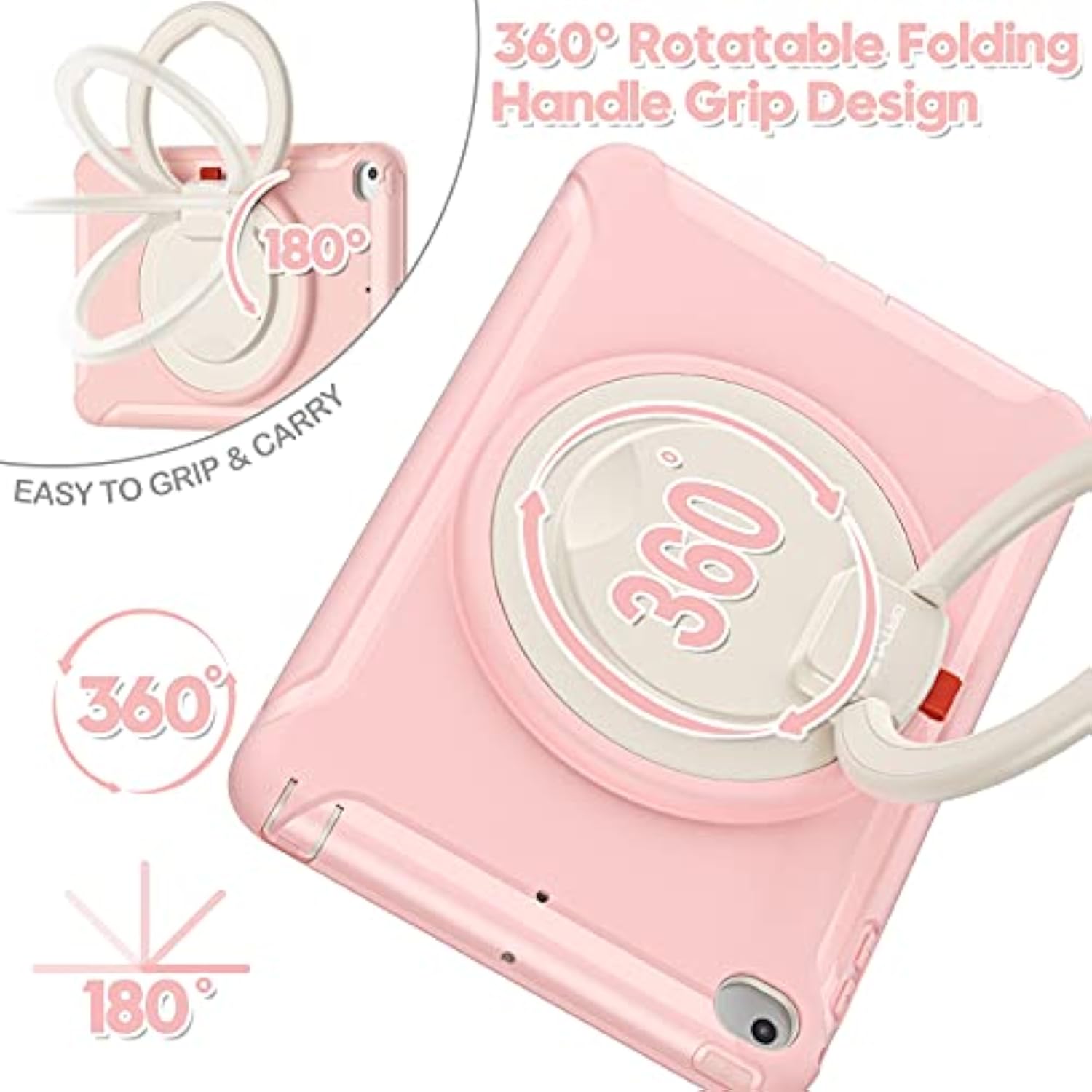 Case For Ipad Mini 5/4,Rugged Protective Case With Pencil Holder,360°Swivel Stand,Drop-Proof Case For Ipad Mini 5Th/4Th Generation 7.9 Inch For Kids,Girls-Cheerypink