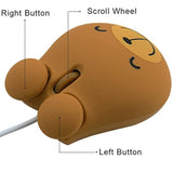 Cute Animal Bear Shape Usb Wired Corded Mouse Optical Mice For Notebook Pc Laptop Computer 1600Dpi 3 Buttons With 3.2 Feet Cord (Brown)