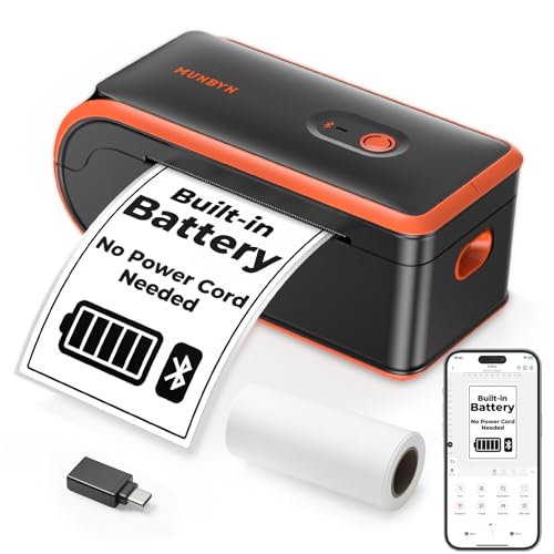 Mc240 Bluetooth Thermal Label Printer With Battery, Built-In Paper Bin, Portable Wireless 4×6 Shipping Label Printer, Compatible With Ios, Android, Windows, Mac, Works For Small Business